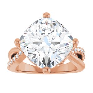 14K Rose Gold 12x12 mm Cushion Ring Mounting – image 5