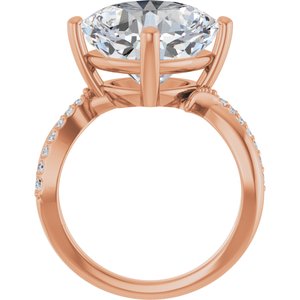 18K Rose Gold 12x12 mm Cushion Ring Mounting – image 3