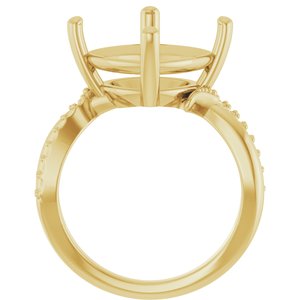 18K Yellow Gold 12x12 mm Cushion Ring Mounting – image 4