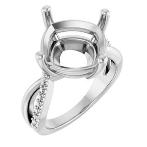 18K White Gold 12x12 mm Cushion Ring Mounting – image 2