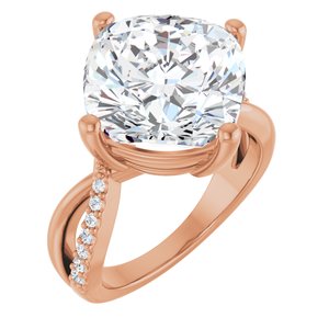 14K Rose Gold 12x12 mm Cushion Ring Mounting