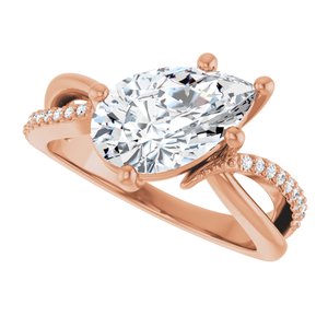10K Rose Gold 11.5x7 mm Pear Ring Mounting – image 8