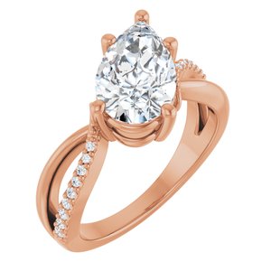 18K Rose Gold 11.5x7 mm Pear Ring Mounting