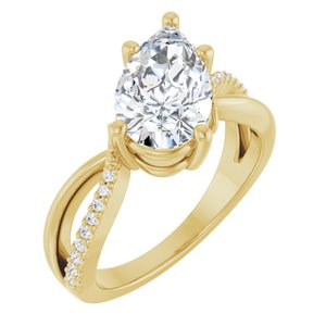 18K Yellow Gold 11.5x7 mm Pear Ring Mounting