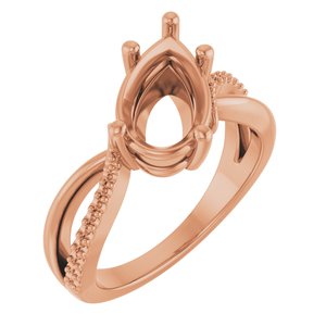 18K Rose Gold 11.5x7 mm Pear Ring Mounting – image 2