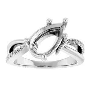 Sterling Silver 11.5x7 mm Pear Ring Mounting – image 6