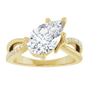 10K Yellow Gold 11.5x7 mm Pear Ring Mounting – image 5