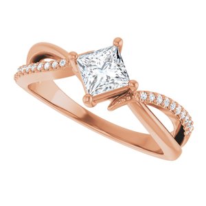 18K Rose Gold 4.5x4.5 mm Square Ring Mounting – image 8