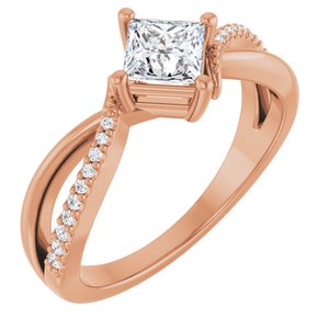 18K Rose Gold 4.5x4.5 mm Square Ring Mounting