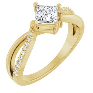 18K Yellow Gold 4.5x4.5 mm Square Ring Mounting