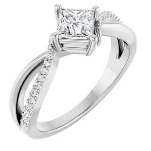 14K White Gold 4.5x4.5 mm Square Ring Mounting