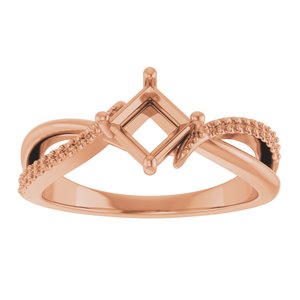 18K Rose Gold 4.5x4.5 mm Square Ring Mounting – image 6