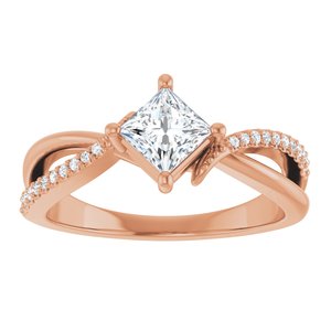 14K Rose Gold 4.5x4.5 mm Square Ring Mounting – image 5