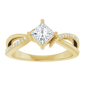 18K Yellow Gold 4.5x4.5 mm Square Ring Mounting – image 5