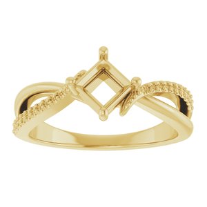 18K Yellow Gold 4.5x4.5 mm Square Ring Mounting – image 6
