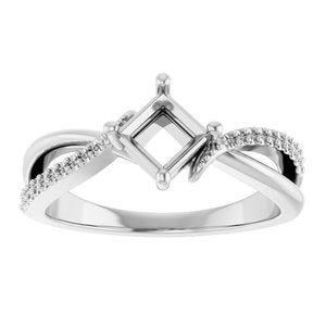 14K White Gold 4.5x4.5 mm Square Ring Mounting – image 6