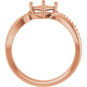 14K Rose Gold 4.5x4.5 mm Square Ring Mounting – image 4