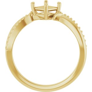 18K Yellow Gold 4.5x4.5 mm Square Ring Mounting – image 4