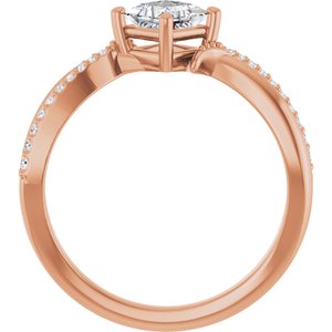 18K Rose Gold 4.5x4.5 mm Square Ring Mounting – image 3