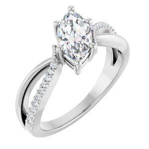 18K White Gold 9.5x5 mm Marquise Ring Mounting