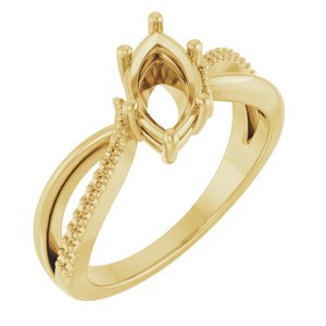 18K Yellow Gold 9.5x5 mm Marquise Ring Mounting – image 2