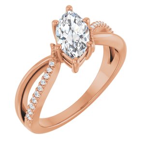 18K Rose Gold 9.5x5 mm Marquise Ring Mounting