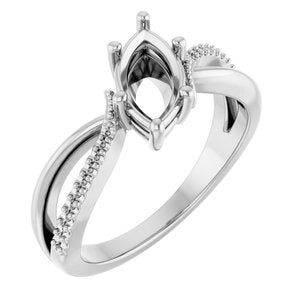 14K White Gold 9.5x5 mm Marquise Ring Mounting – image 2