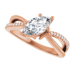 18K Rose Gold 9.5x5 mm Marquise Ring Mounting – image 8