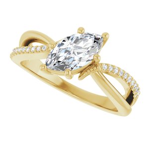 10K Yellow Gold 9.5x5 mm Marquise Ring Mounting – image 8