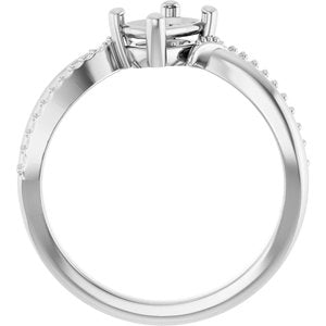 14K White Gold 6.5x4.5 mm Elongated Cushion Ring Mounting – image 4