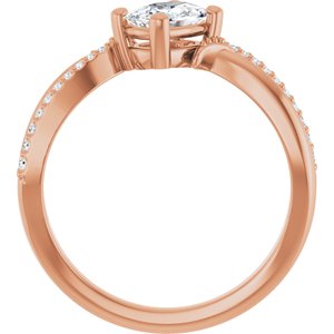 14K Rose Gold 6.5x4.5 mm Elongated Cushion Ring Mounting – image 3