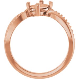 10K Rose Gold 6.5x4.5 mm Elongated Cushion Ring Mounting – image 4