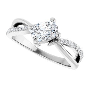 14K White Gold 6.5x4.5 mm Elongated Cushion Ring Mounting – image 8