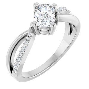 Platinum 6.5x4.5 mm Elongated Cushion Ring Mounting