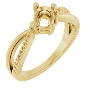 14K Yellow Gold 6.5x4.5 mm Elongated Cushion Ring Mounting – image 2