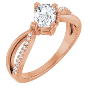 14K Rose Gold 6.5x4.5 mm Elongated Cushion Ring Mounting