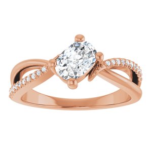 18K Rose Gold 6.5x4.5 mm Elongated Cushion Ring Mounting – image 5