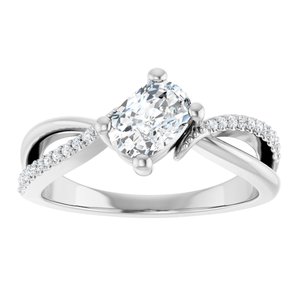 10K White Gold 6.5x4.5 mm Elongated Cushion Ring Mounting – image 5