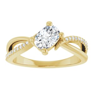 14K Yellow Gold 6.5x4.5 mm Elongated Cushion Ring Mounting – image 5