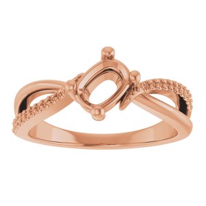 18K Rose Gold 6.5x4.5 mm Elongated Cushion Ring Mounting – image 6