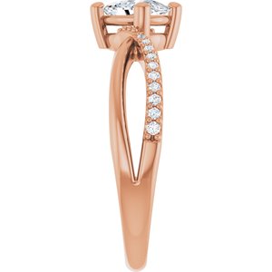 10K Rose Gold 6.5x4.5 mm Elongated Cushion Ring Mounting – image 7