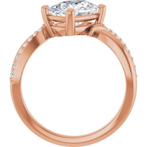 14K Rose Gold 9x7 mm Elongated Cushion Ring Mounting – image 3
