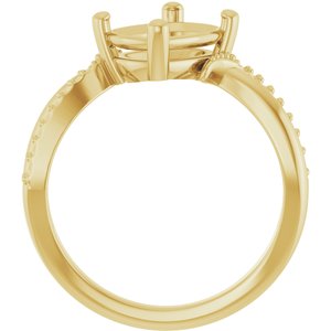 14K Yellow Gold 9x7 mm Elongated Cushion Ring Mounting – image 4