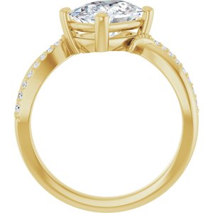18K Yellow Gold 9x7 mm Elongated Cushion Ring Mounting – image 3