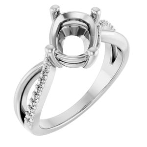 18K White Gold 9x7 mm Elongated Cushion Ring Mounting – image 2