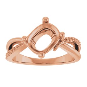 10K Rose Gold 9x7 mm Elongated Cushion Ring Mounting – image 6