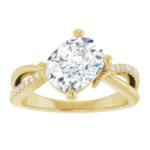 18K Yellow Gold 9x7 mm Elongated Cushion Ring Mounting – image 5
