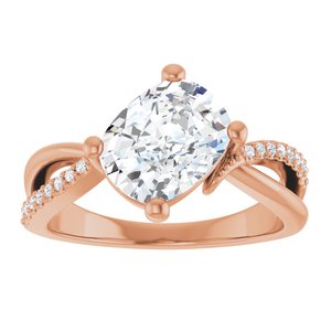 10K Rose Gold 9x7 mm Elongated Cushion Ring Mounting – image 5