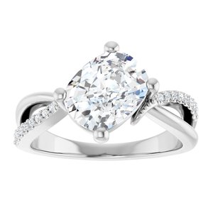 14K White Gold 9x7 mm Elongated Cushion Ring Mounting – image 5