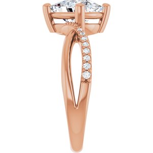 14K Rose Gold 9x7 mm Elongated Cushion Ring Mounting – image 7